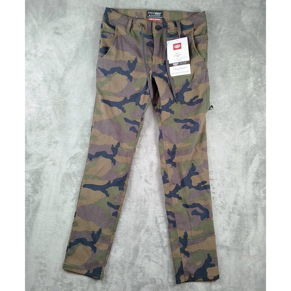 NWT 686 Everywhere Slim Fit Pants Dark Camo Mens 28x30 Hiking Outdoor